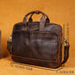 Mallette rétro en cuir véritable pour homme - Sacoche ordinateur 15,6" et porte-documents vintage