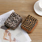 Portefeuille femme compact léopard en cuir PU avec double zip et grande capacité