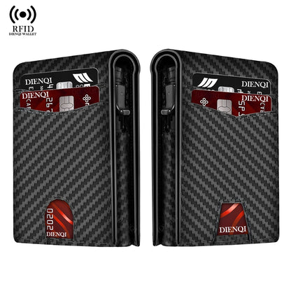 Portefeuille homme en fibre de carbone avec blocage RFID et étui aluminium