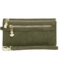 Portefeuille long rétro à double fermeture éclair pour femme en cuir PU