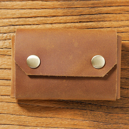 Porte-Cartes Vintage en Cuir Véritable - Organiseur Compact & Multifonction
