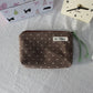 Porte-monnaie en toile à motifs cœurs pour femme avec fermeture zippée