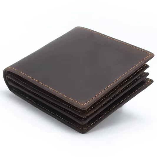 Portefeuille homme rétro en cuir véritable avec protection rfid et design minimaliste