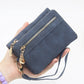 Portefeuille femme compact en cuir PU avec zip et dragonne amovible élégante