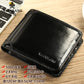 Portefeuille homme cuir véritable trifold compact grande capacité avec porte-cartes