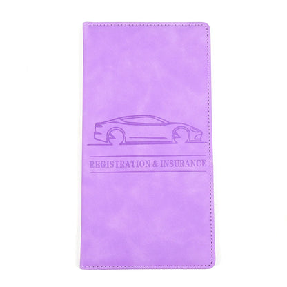 Porte-documents voiture en cuir PU pour carte grise, assurance et permis homme