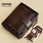 Portefeuille homme cuir véritable vintage RFID avec zip et porte-cartes multifonction