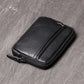 Mini portefeuille en cuir véritable zippé compact unisexe porte-monnaie poche