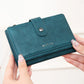 Portefeuille femme compact cuir PU RFID triple volet avec zip et bouton pression