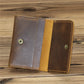 Porte-cartes en cuir véritable compact avec bouton pression pour cartes et identité