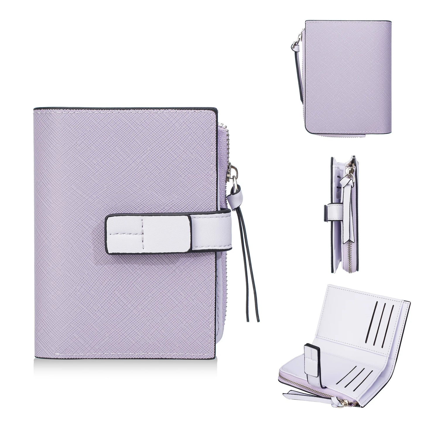 Portefeuille femme en cuir PU avec dragonne et multi-compartiments