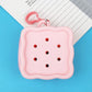 Porte-monnaie silicone carré avec fermeture zippée et porte-clés coloré