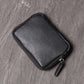 Mini portefeuille en cuir véritable zippé compact unisexe porte-monnaie poche
