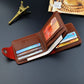 Portefeuille homme compact en cuir PU grainé avec bouton pression et grande capacité