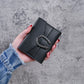 Portefeuille femme compact en cuir PU avec rabat et boucle décorative élégante