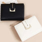 Portefeuille femme compact en cuir PU avec fermeture zippée et bouton élégant