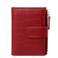 Portefeuille femme compact en cuir PU effet crocodile avec rabat et bouton pression