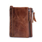 Portefeuille homme en cuir véritable avec double zip et porte-cartes sécurisé compact
