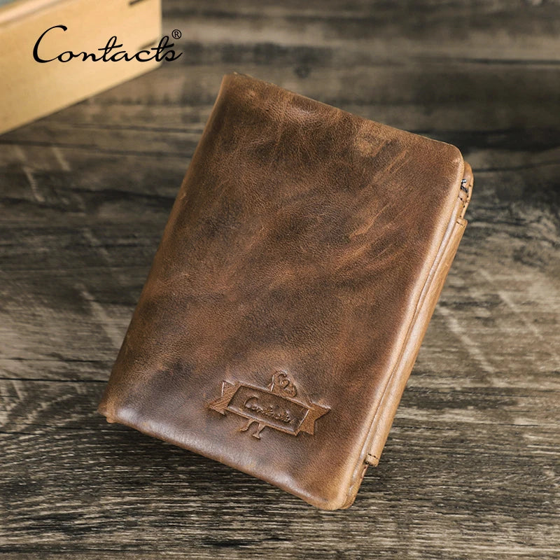 Portefeuille en Cuir Véritable - Design Vintage & Double Sécurité