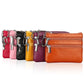 Porte-monnaie compact en similicuir avec porte-clés et triple fermeture zippée