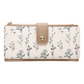 Portefeuille long femme floral en cuir PU avec zip et rabat grande capacité élégant