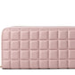 Portefeuille long matelassé pour femme avec fermeture éclair et multi-compartiments cartes