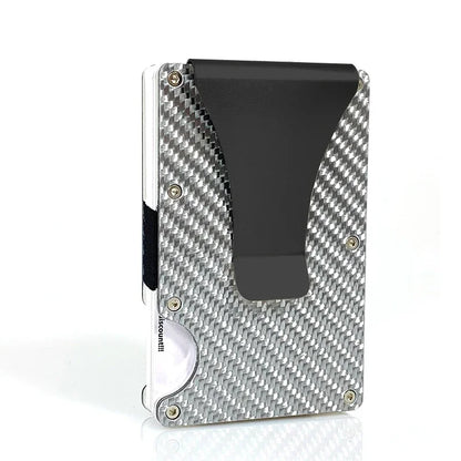 Porte-cartes RFID en fibre carbone et aluminium slim avec clip billets compact