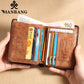 Portefeuille homme cuir véritable trifold RFID avec porte-cartes et fenêtre ID