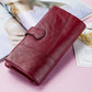 Portefeuille long en cuir véritable de vachette avec gravure personnalisée pour femme
