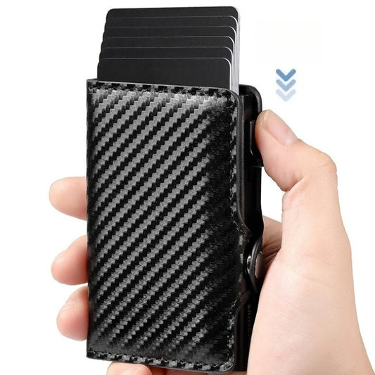 Portefeuille porte-carte minimaliste en aluminium et cuir pour homme et femme