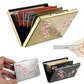 Porte-cartes RFID en acier inoxydable motif floral avec protection anti-piratage