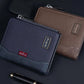 Portefeuille homme compact en cuir PU vintage avec zip, RFID et porte-cartes multifonction