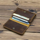 Porte-cartes en cuir véritable compact avec bouton pression pour cartes et identité