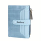 Portefeuille femme compact en cuir PU texturé avec rabat et zip multifonction
