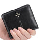 Portefeuille femme compact cuir PU avec zip et bouton pression porte-cartes élégant