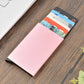 Porte-cartes RFID aluminium slim avec système pop-up portefeuille minimaliste sécurisé