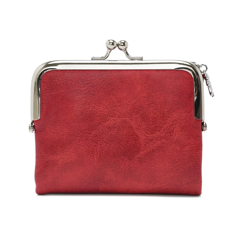 Portefeuille vintage en cuir pour femme avec fermoir Kiss Lock et grande capacité