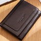 Portefeuille femme en cuir véritable compact avec porte-cartes et poche zippée