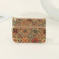 Porte-monnaie en liège motif ethnique zippé double compartiment compact