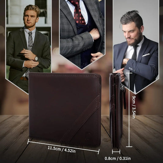 Portefeuille bifold en cuir de grain supérieur avec protection RFID
