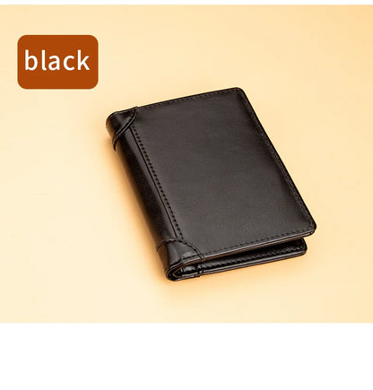 Portefeuille homme bifold en PU style britannique avec porte-cartes et compartiments billets