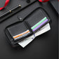 Portefeuille homme compact trifold en polyester bicolore avec porte-cartes et compartiment zippé