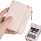 Portefeuille femme compact en cuir PU avec porte-monnaie zippé et fente photo