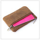 Porte-monnaie rétro en cuir véritable avec porte-clés intégré - style vintage