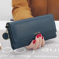 Portefeuille long trifold en cuir PU pour femme avec porte-cartes chic