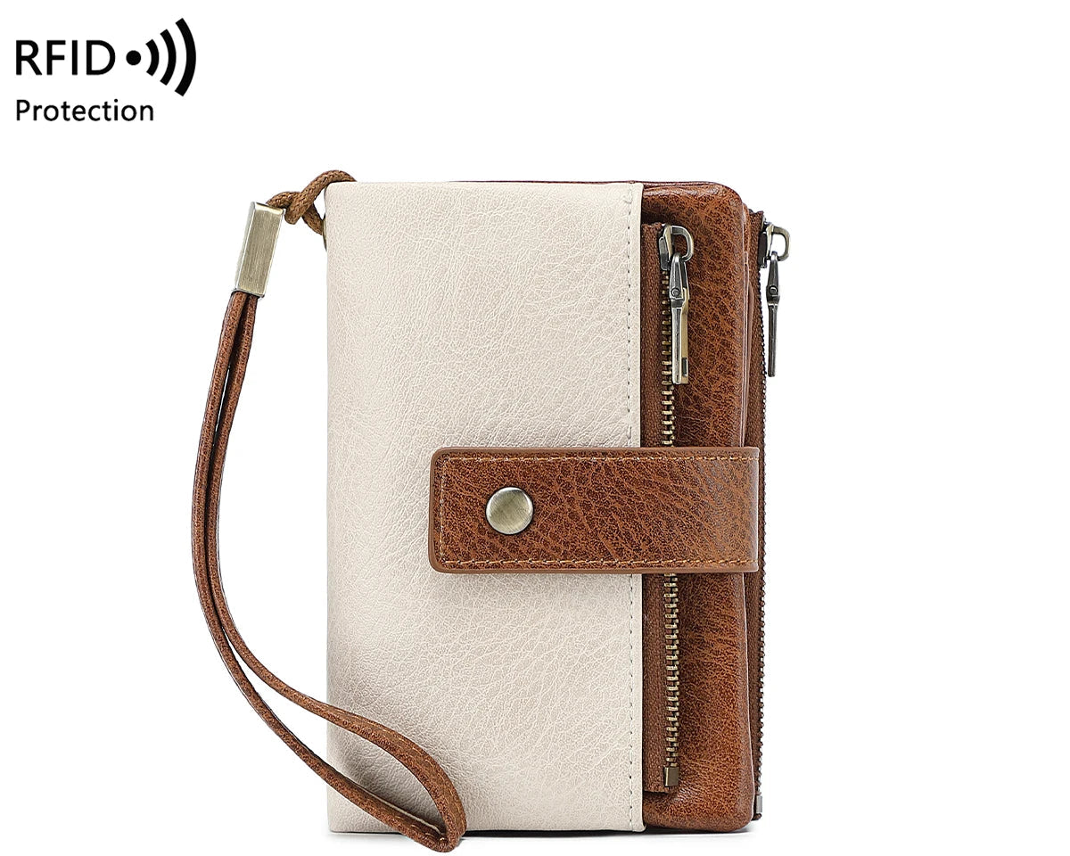 Portefeuille femme RFID en similicuir avec porte-cartes et porte-monnaie zippé
