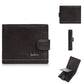 Portefeuille en cuir véritable pour homme – Portefeuille rétro avec fermeture à boucle et poche à monnaie zippée