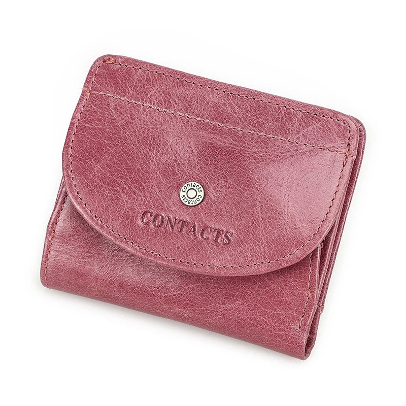 Petit portefeuille en cuir véritable pour femme et homme avec porte-monnaie