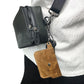 Porte-carte et porte-monnaie slim en cuir de vachette véritable avec porte-clés