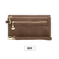 Portefeuille long femme en cuir PU double zip avec grande capacité et dragonne pratique